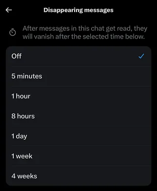 dissapearing message